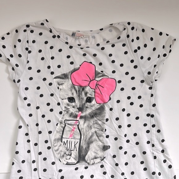 3/$20 😀 H&M Polka Dot Dress with Cute Kitten - Size 6 - 8 - Picture 3 of 4